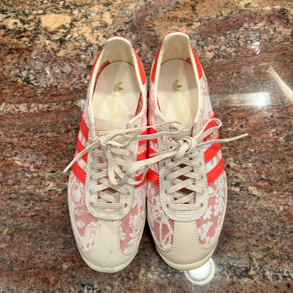 Adidas x Liberty London collab sneakers! W 6.5, Gently worn. With box + tissue